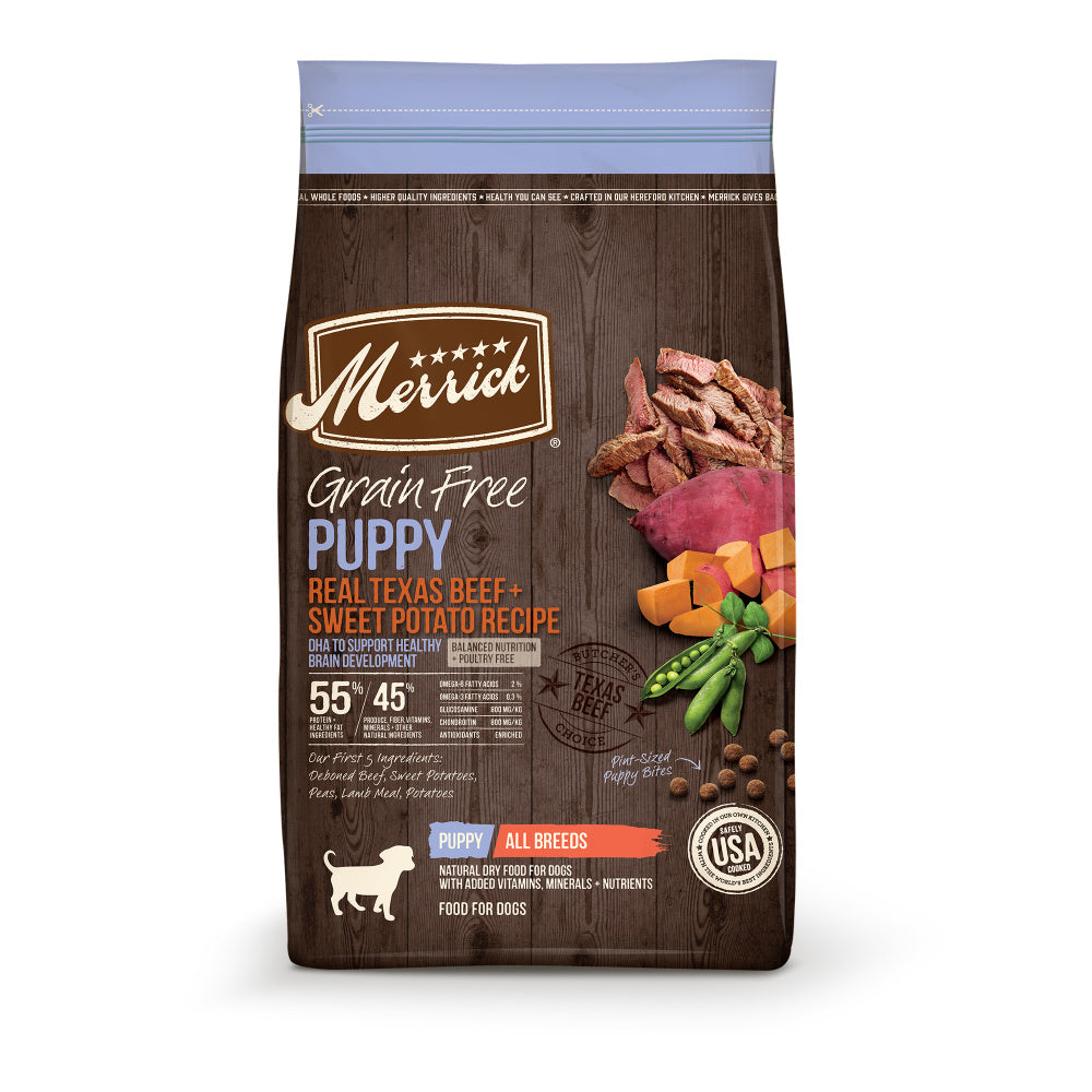 Merrick Grain Free Real Texas Beef & Sweet Potato Puppy Recipe Dry Dog Food - Mr Mochas Pet Supplies