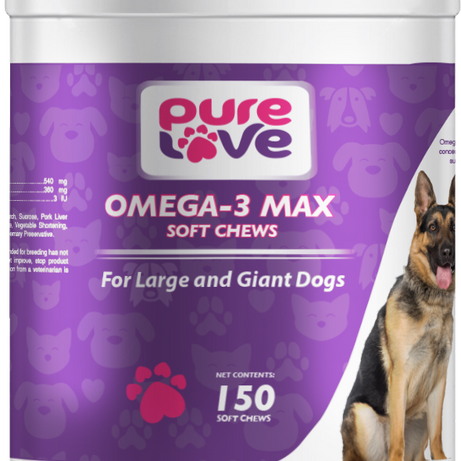 Pure Love EZ-Chew Omega-3 Fatty Acid Soft Chews for Large and Giant Dogs - Mr Mochas Pet Supplies
