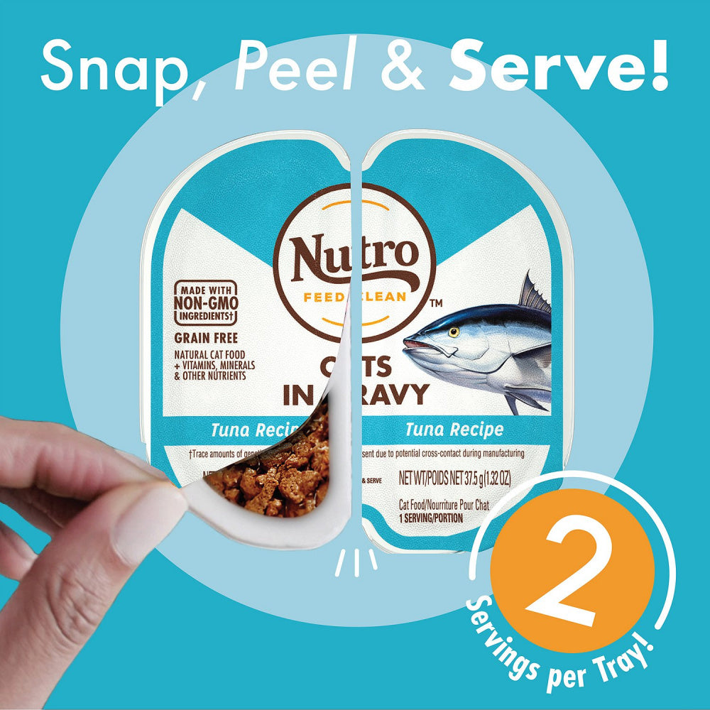 Nutro Perfect Portions Grain Free Cuts In Gravy Real Tuna Recipe Wet Cat Food Trays - Mr Mochas Pet Supplies