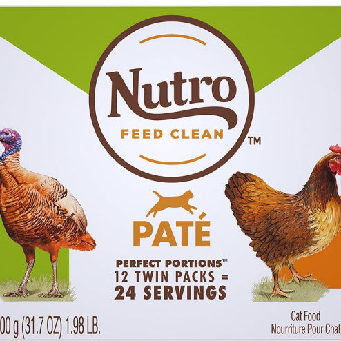 Nutro Perfect Portions Grain Free Turkey Pate and Chicken Pate Wet Cat Food Tray Variety Pack - Mr Mochas Pet Supplies