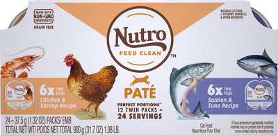 Nutro Perfect Portions Grain Free Salmon & Tuna and Chicken & Shrimp Pate Wet Cat Food Tray Variety Pack - Mr Mochas Pet Supplies
