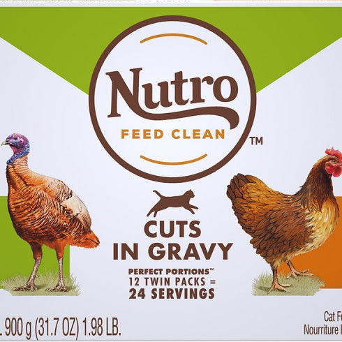 Nutro Perfect Portions Grain Free Chicken and Turkey Cuts in Gravy Wet Cat Food Tray Variety Pack - Mr Mochas Pet Supplies