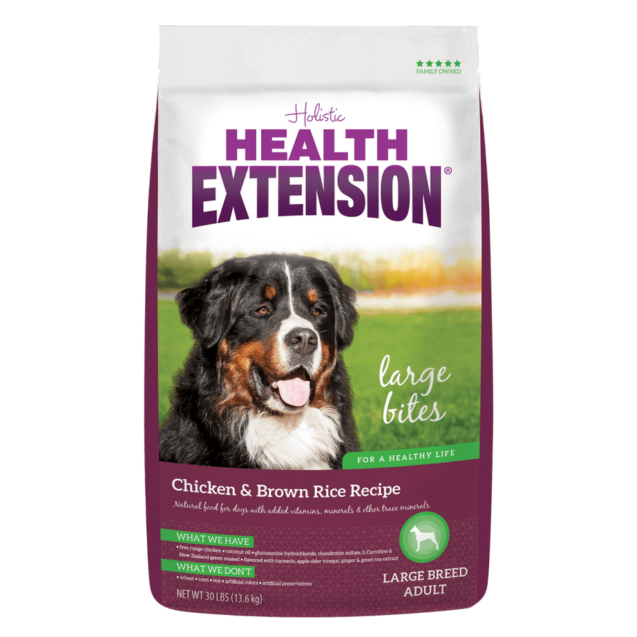 Health Extension Chicken & Brown Rice Large Bites Dry Dog Food - Mr Mochas Pet Supplies
