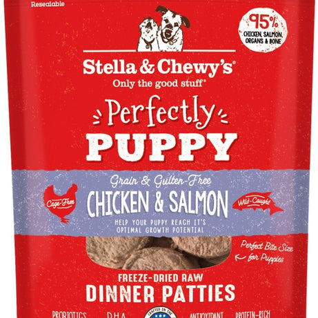 Stella & Chewy's Perfectly Puppy Freeze Dried Raw Chicken and Salmon Dinner Patties Grain Free Dog Food - Mr Mochas Pet Supplies
