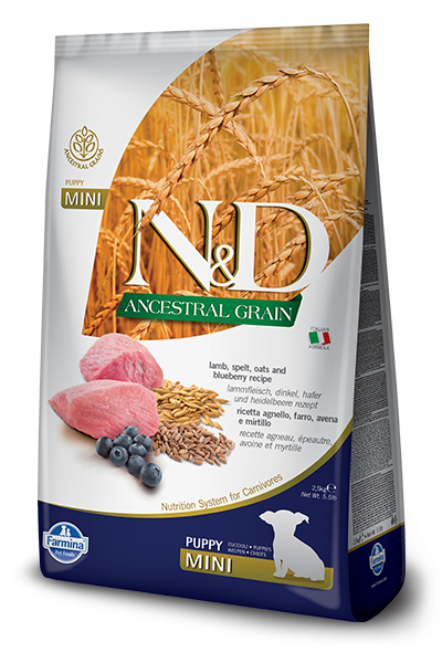 Farmina N&D Natural & Delicious Low Grain Mini Puppy Lamb & Blueberry Dry Dog Food - Mr Mochas Pet Supplies