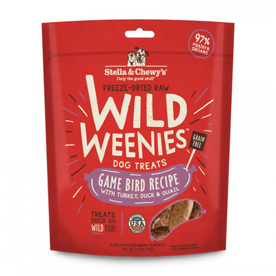 Stella & Chewy's Wild Weenies Grain Free Red Game Bird Recipe Freeze Dried Raw Dog Treats - Mr Mochas Pet Supplies