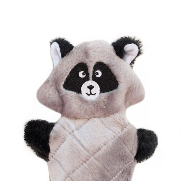 ZippyPaws Jigglerz No Stuffing Raccoon Plush Dog Toy - Mr Mochas Pet Supplies