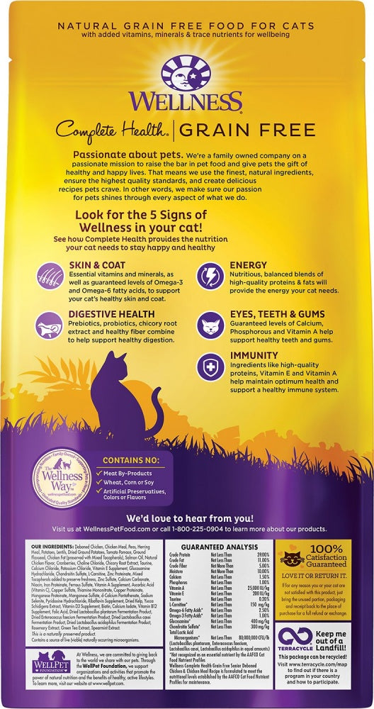 Wellness Complete Health Deboned Chicken & Chicken Meal Grain Free Senior Dry Cat Food - Mr Mochas Pet Supplies