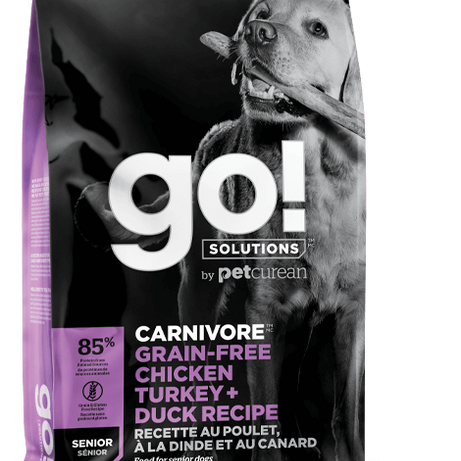 Petcurean GO! Solutions Carnivore Grain Free Chicken, Turkey, & Duck Recipe Senior Dry Dog Food - Mr Mochas Pet Supplies