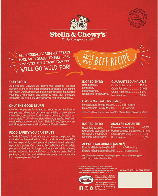 Stella & Chewy's Wild Weenies Raw Beef Freeze Dried Raw Dog Treats - Mr Mochas Pet Supplies