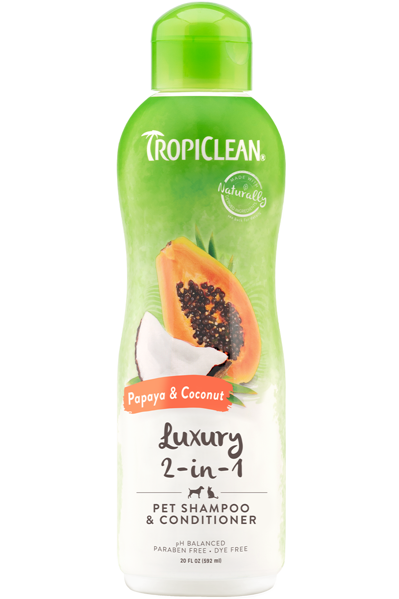TropiClean Papaya & Coconut 2-in-1 Shampoo and Conditioner for Pets, 20oz - Mr Mochas Pet Supplies