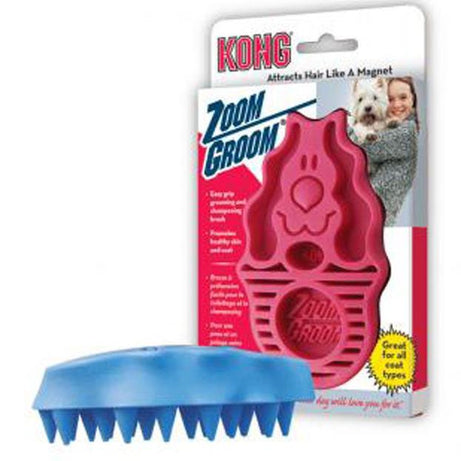 KONG Zoomgroom Rubber Dog Brush Boysenberry