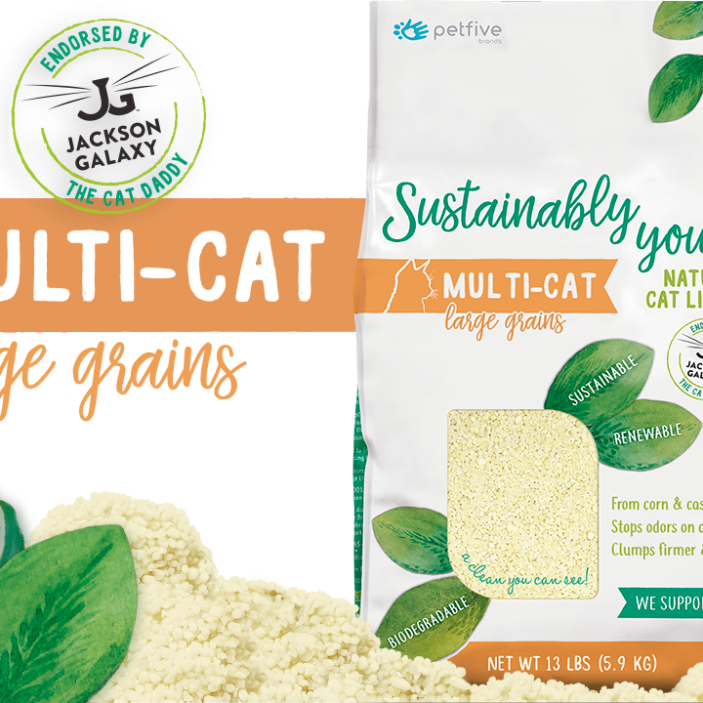 Sustainably Yours Natural Cat Litter - Multi-Cat Large Grain Litter