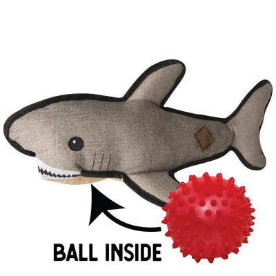 Snugarooz Saul the Shark with Rubber Spikey Ball 19" - Mr Mochas Pet Supplies