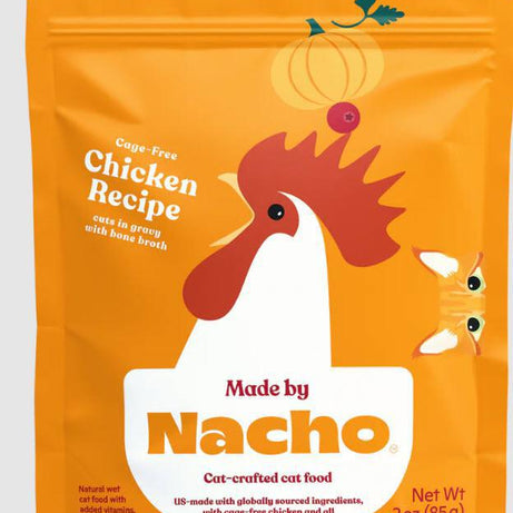 Nacho Cage free Chicken cuts in gravy with bone broth pouch Cat 3oz