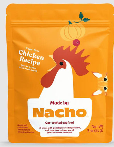 Nacho Cage free Chicken cuts in gravy with bone broth pouch Cat 3oz