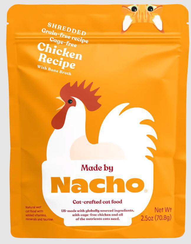 Nacho Shredded Grain free Chicken with Bone Broth pouch Cat 2.5oz