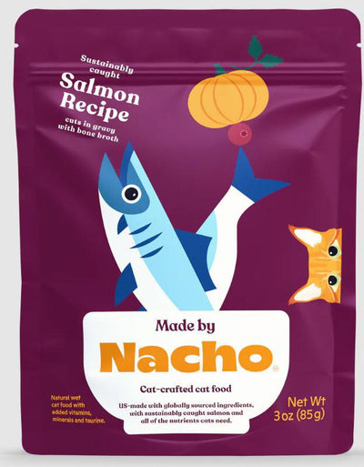 Nacho Sustainably caught Salmon in gravy with bone broth pouch Cat 3oz
