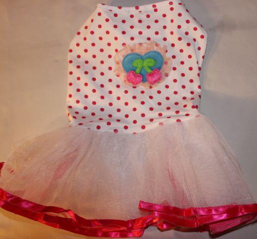 Pink Polka Dot Dress with apples - Mr Mochas Pet Supplies
