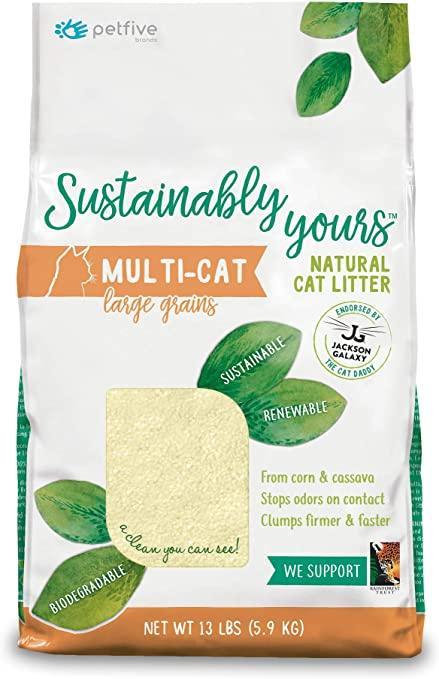 Sustainably Yours Natural Cat Litter - Multi-Cat Large Grain Litter