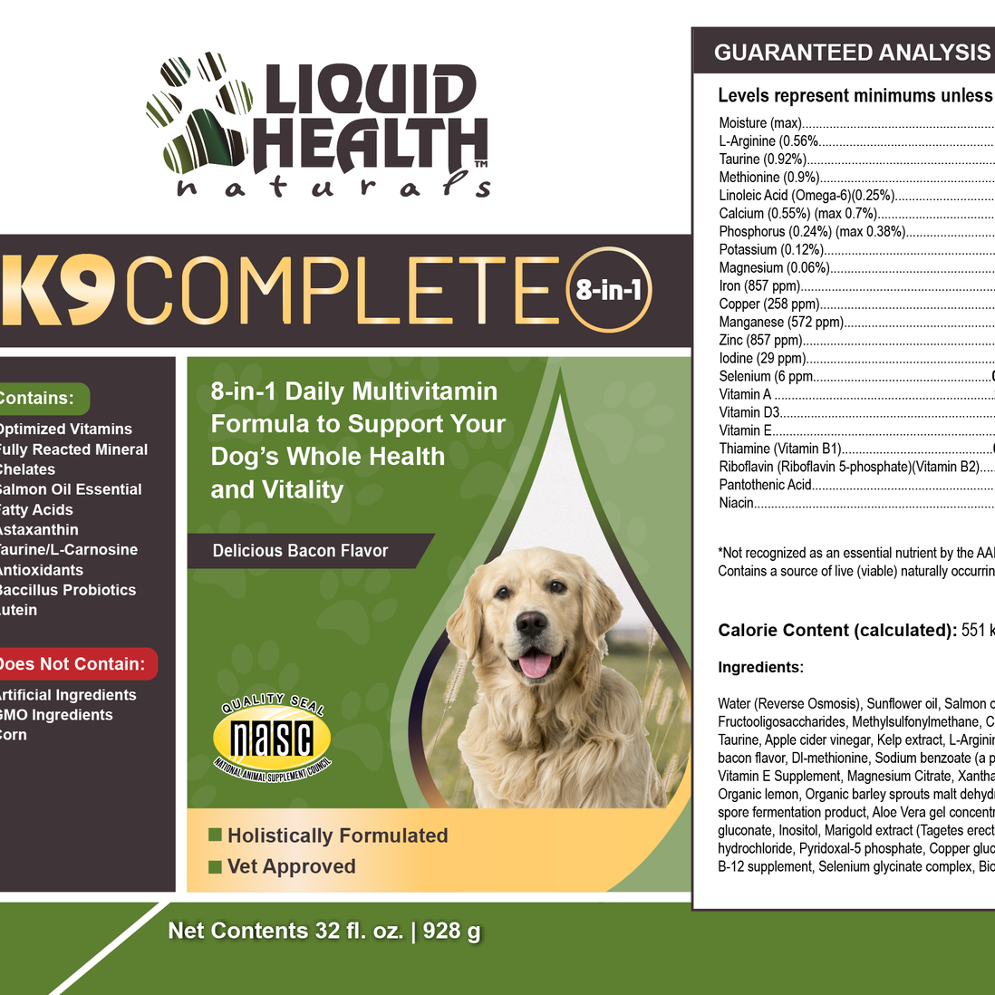 Liquid Health K9 Complete 8-in-1 32oz - Mr Mochas Pet Supplies
