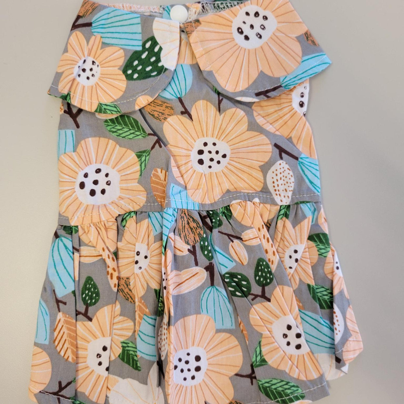 light cotton dress light grey with multiple flowers