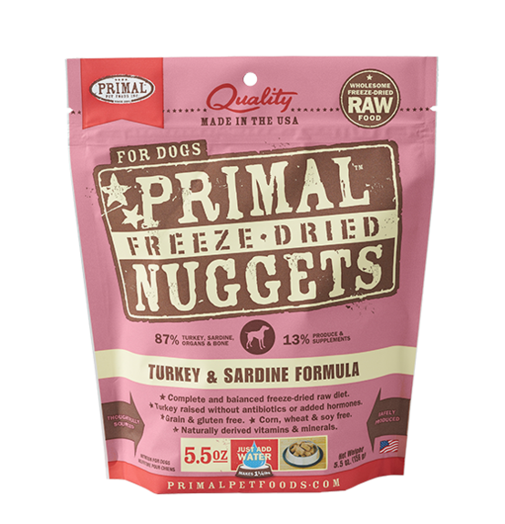 Primal Dog FD Nugget Turkey & Sardine - Mr Mochas Pet Supplies