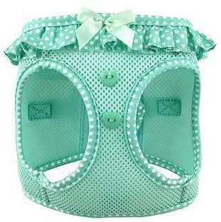 Step-in Teal Wht  Dog Harness - Teal Polka Dot Doggie Design