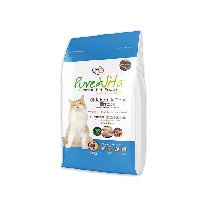 Pure Vita Cat Dry GF Chicken & Peas 15# - Mr Mochas Pet Supplies