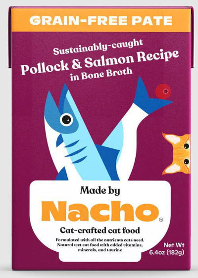 Nacho Grain Free Pate Pollock & Salmon in Bone Broth tetra 6.4oz