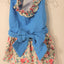 Dress with Blue Bodice, Rose flowers, D ring and Matching Leash - Mr Mochas Pet Supplies