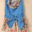 Dress with Blue Bodice, Rose flowers, D ring and Matching Leash - Mr Mochas Pet Supplies