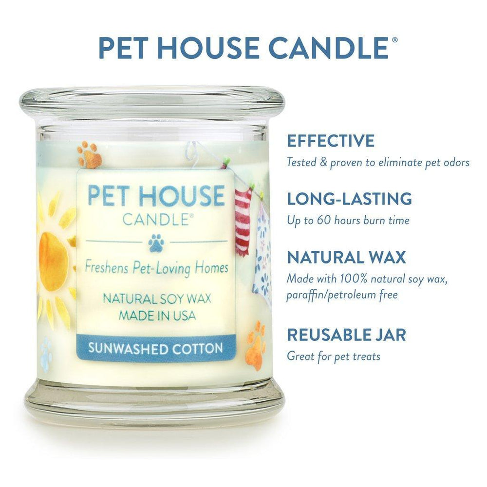 Pet House Candle Sunwashed Cotton 8.5 oz - Mr Mochas Pet Supplies