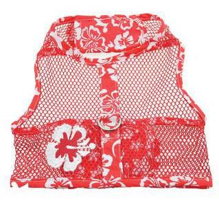 Red Hibiscus Cool Mesh Harness Hawaiian Hibiscus - Doggie Design