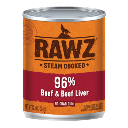 Rawz Dog Can GF 96% Beef & Beef Liver 12.5oz